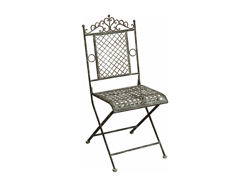 BISCOTTINI - Chaise pliante - Fer forgé finition antique - Chaise de jardin - Mobilier de jardin - Chaise d'extérieur - Chaise vintage - 96x49x41 cm