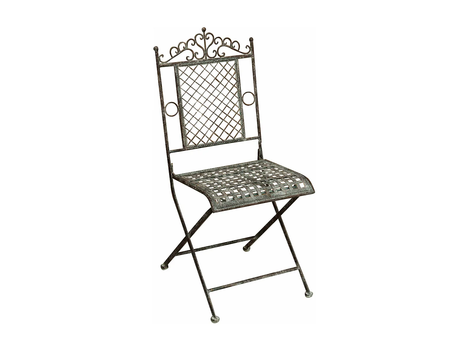 BISCOTTINI - Chaise pliante - Fer forgé finition antique - Chaise de jardin - Mobilier de jardin - Chaise d'extérieur - Chaise vintage - 96x49x41 cm