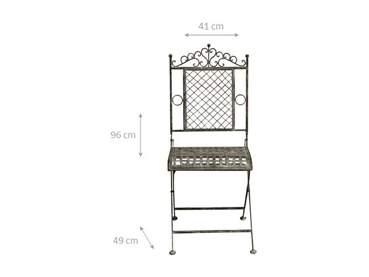 BISCOTTINI - Chaise pliante - Fer forgé finition antique - Chaise de jardin - Mobilier de jardin - Chaise d'extérieur - Chaise vintage - 96x49x41 cm