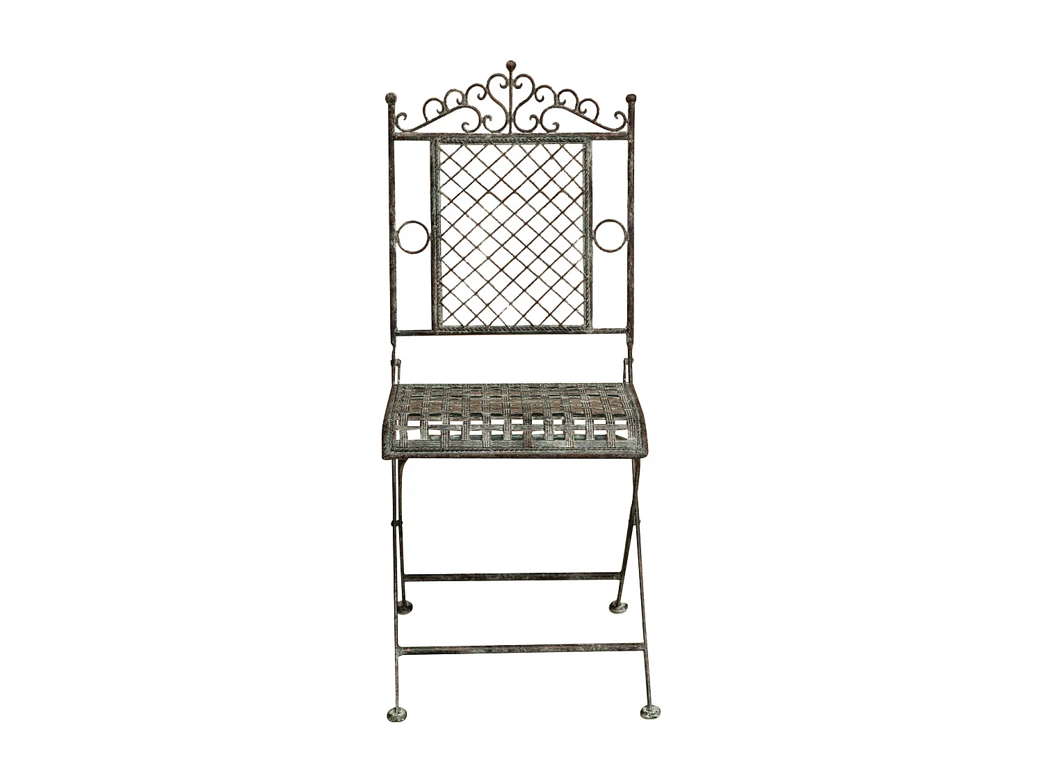 BISCOTTINI - Chaise pliante - Fer forgé finition antique - Chaise de jardin - Mobilier de jardin - Chaise d'extérieur - Chaise vintage - 96x49x41 cm