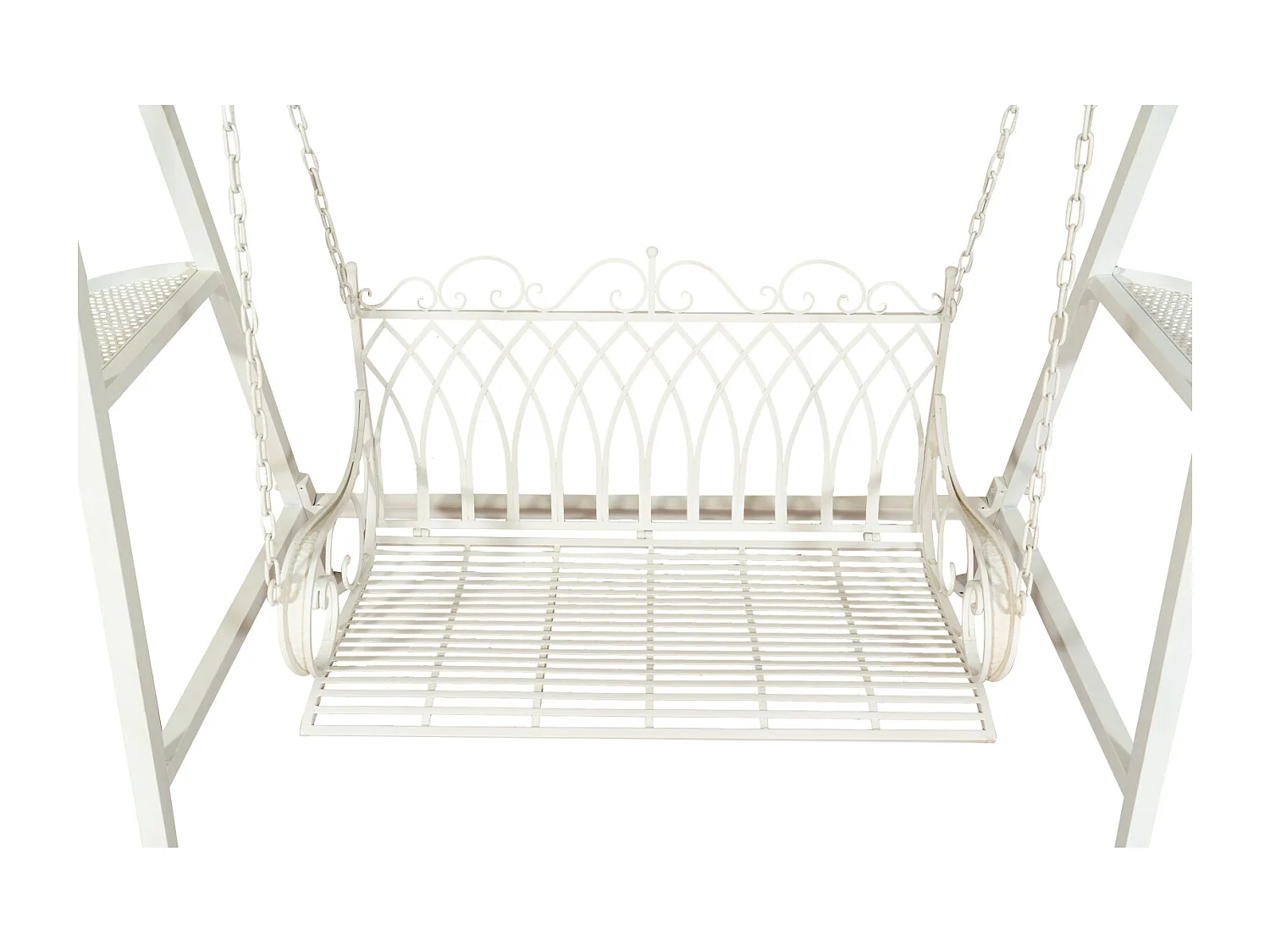 BISCOTTINI - Chaise balançoire - Fer forgé finition blanche - Chaise de jardin - Chaise d'extérieur - Chaise de terrain de jeu- Terrasse - 198x100x220 cm