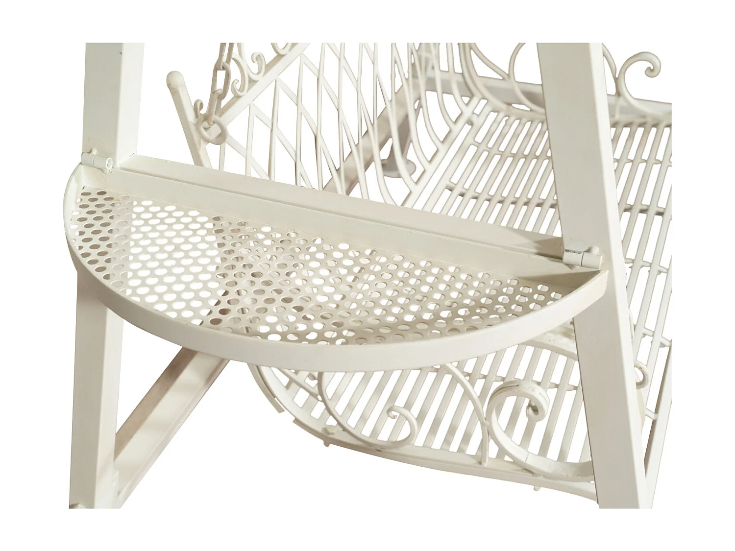 BISCOTTINI - Chaise balançoire - Fer forgé finition blanche - Chaise de jardin - Chaise d'extérieur - Chaise de terrain de jeu- Terrasse - 198x100x220 cm