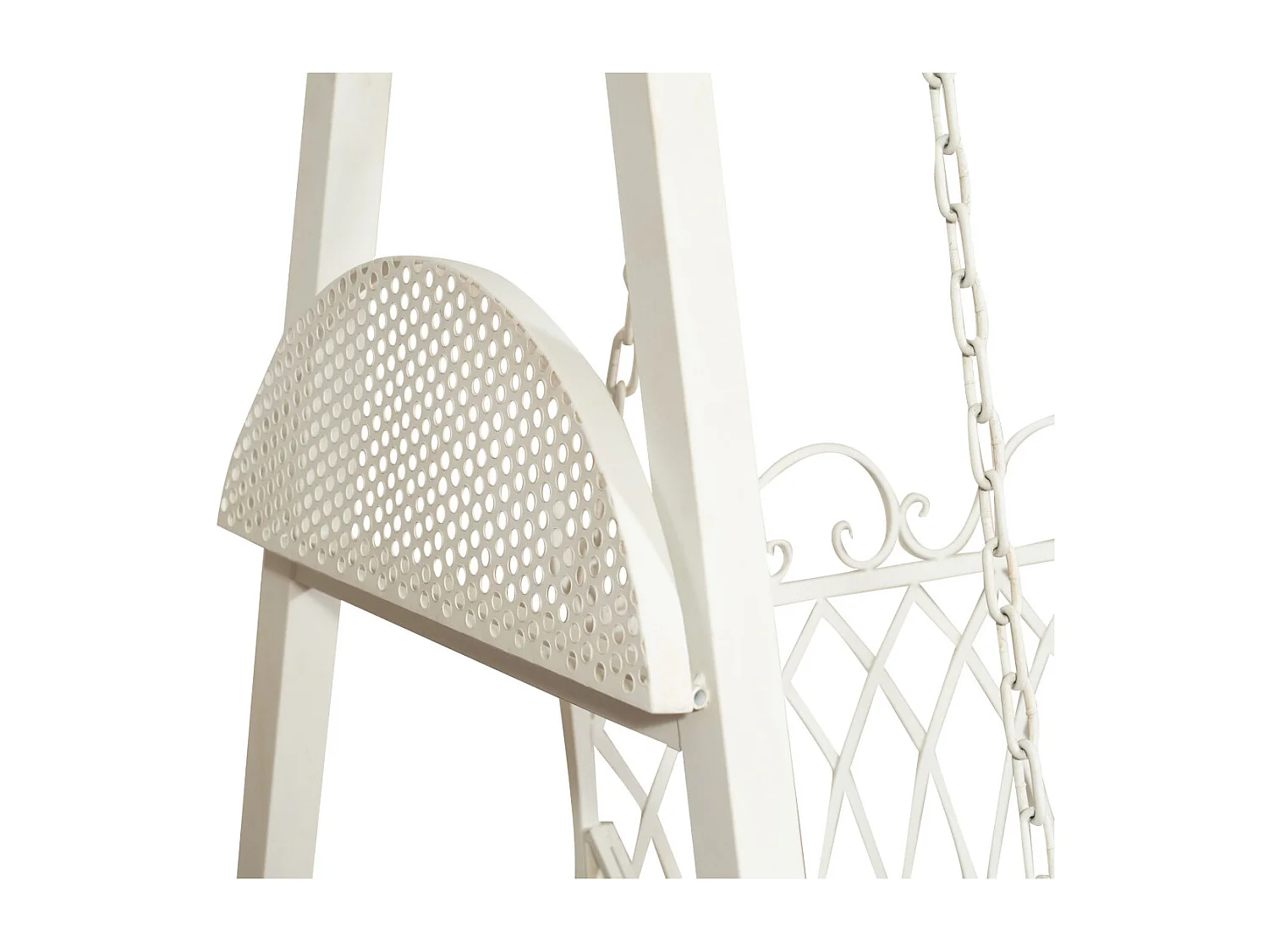 BISCOTTINI - Chaise balançoire - Fer forgé finition blanche - Chaise de jardin - Chaise d'extérieur - Chaise de terrain de jeu- Terrasse - 198x100x220 cm