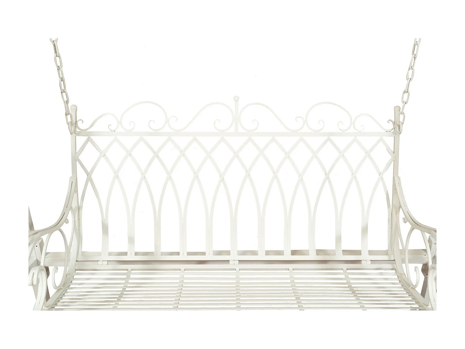 BISCOTTINI - Chaise balançoire - Fer forgé finition blanche - Chaise de jardin - Chaise d'extérieur - Chaise de terrain de jeu- Terrasse - 198x100x220 cm