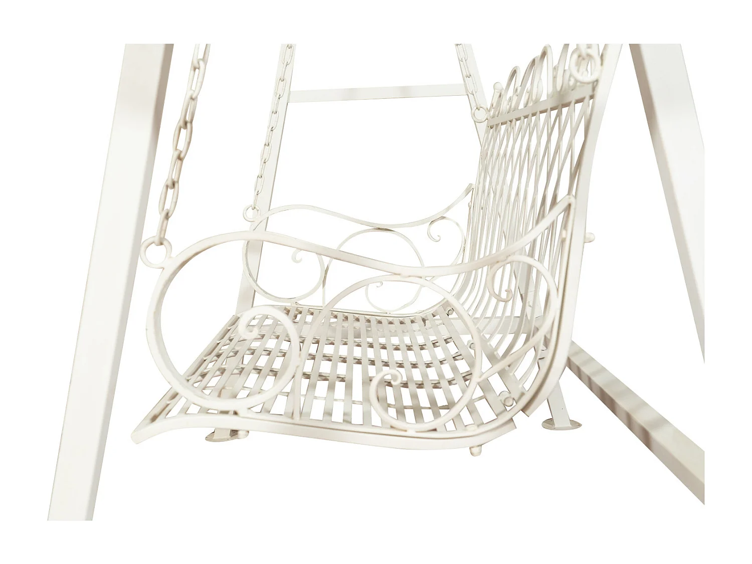 BISCOTTINI - Chaise balançoire - Fer forgé finition blanche - Chaise de jardin - Chaise d'extérieur - Chaise de terrain de jeu- Terrasse - 198x100x220 cm