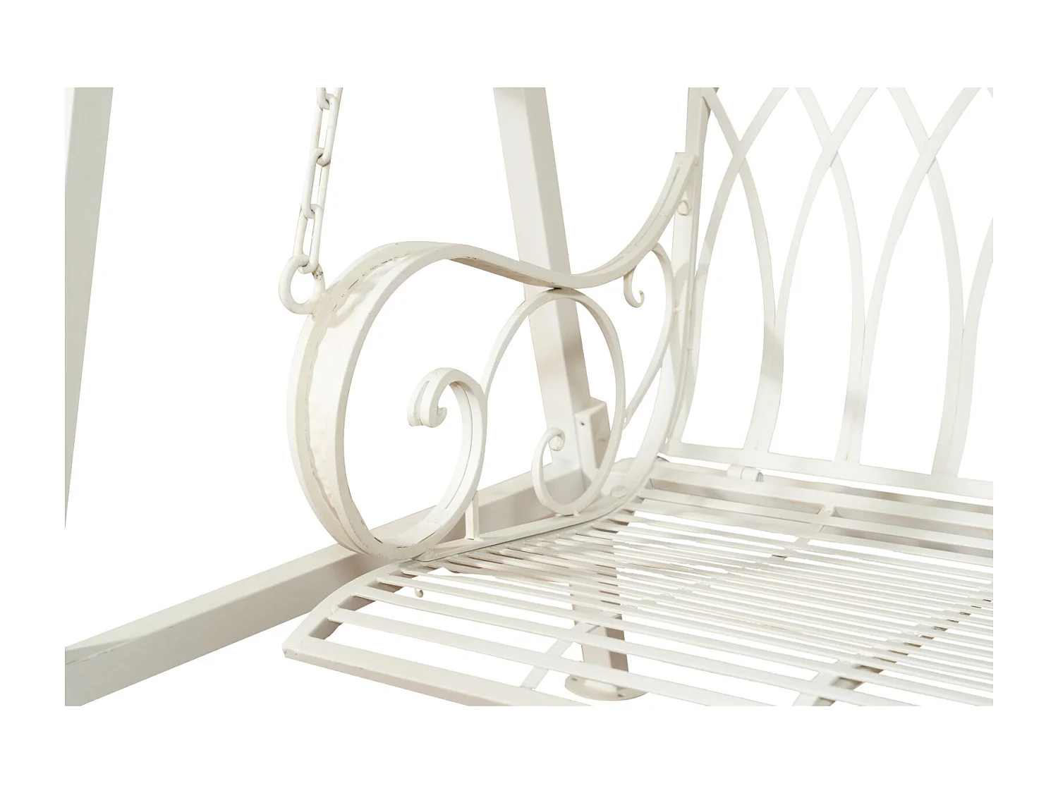 BISCOTTINI - Chaise balançoire - Fer forgé finition blanche - Chaise de jardin - Chaise d'extérieur - Chaise de terrain de jeu- Terrasse - 198x100x220 cm