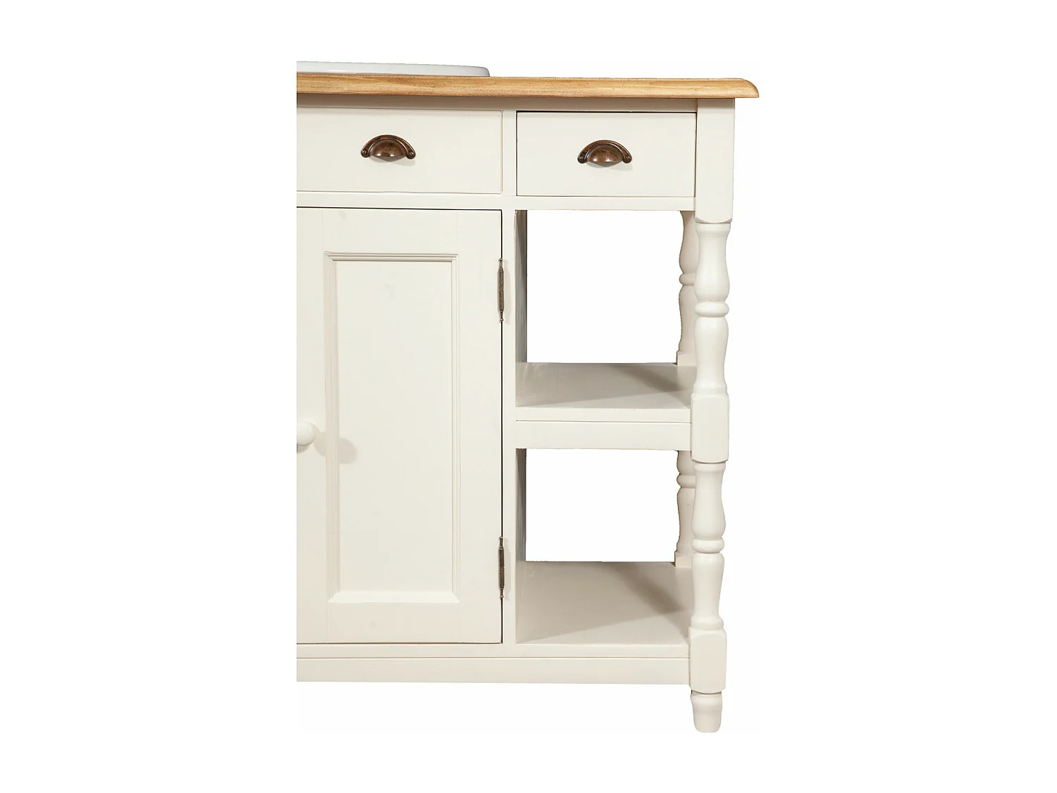 Mobilier de salle de bain BISCOTTINI - Bois de tilleul massif avec finition blanche antique - Rangement - Présentation - Étagères - Armoire - 128x54x92cm