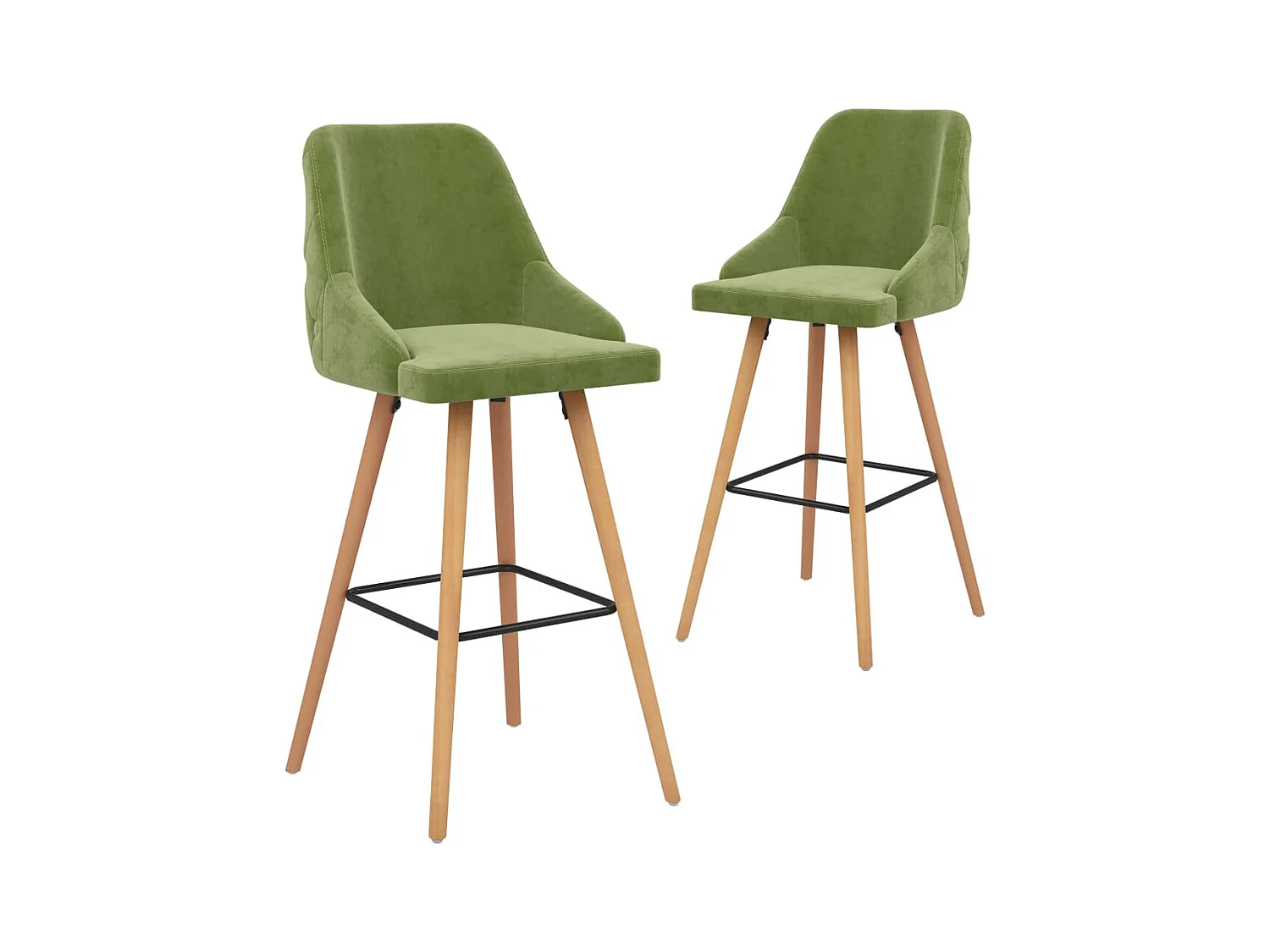 Tabourets de bar lot de 2 vert clair velours
