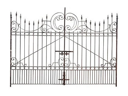 BISCOTTINI Portail en fer - Fer massif avec détails ornementaux - Clôture en fer - Portail en métal - Porte décorative - Portail d'entrée - 410x10x298cm