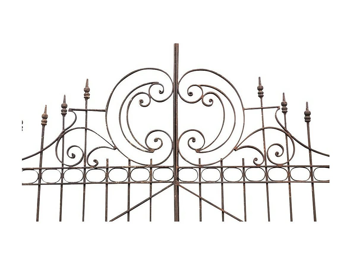 BISCOTTINI Portail en fer - Fer massif avec détails ornementaux - Clôture en fer - Portail en métal - Porte décorative - Portail d'entrée - 410x10x298cm