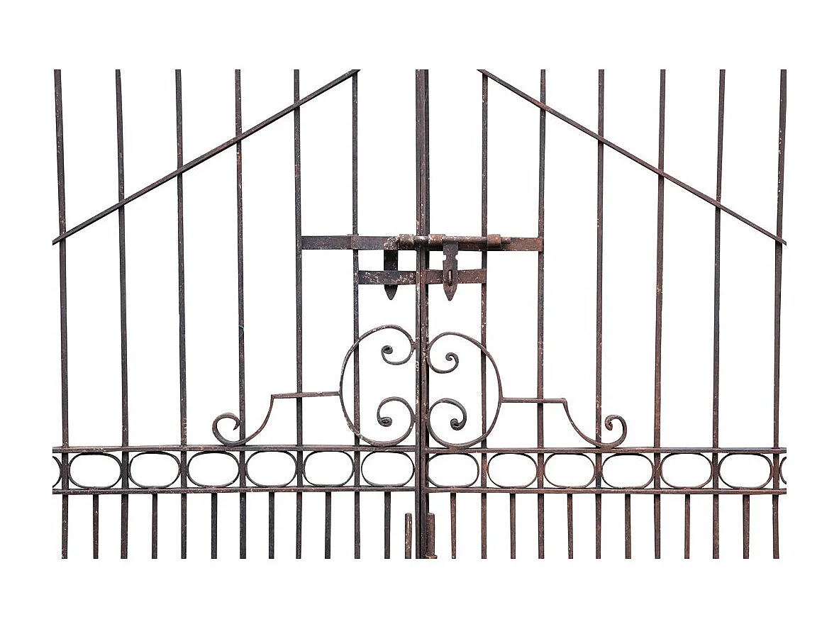 BISCOTTINI Portail en fer - Fer massif avec détails ornementaux - Clôture en fer - Portail en métal - Porte décorative - Portail d'entrée - 410x10x298cm