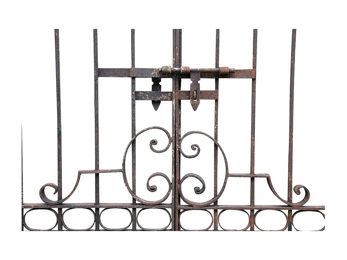 BISCOTTINI Portail en fer - Fer massif avec détails ornementaux - Clôture en fer - Portail en métal - Porte décorative - Portail d'entrée - 410x10x298cm