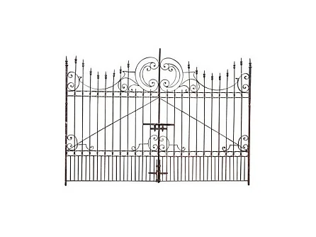 BISCOTTINI Portail en fer - Fer massif avec détails ornementaux - Clôture en fer - Portail en métal - Porte décorative - Portail d'entrée - 410x10x298cm
