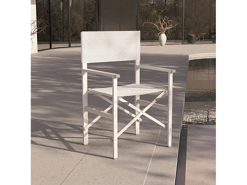 Silla de playa mar plegable aluminio textileno blanco Regista Gold White