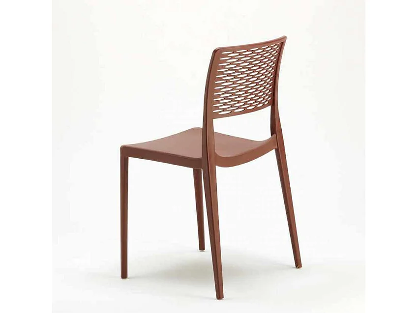 Silla Bar de Polipropileno para Cocina y Jardín Apilable Cross - Marrón