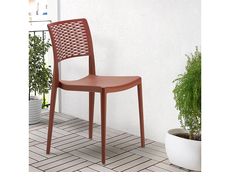 Silla Bar de Polipropileno para Cocina y Jardín Apilable Cross