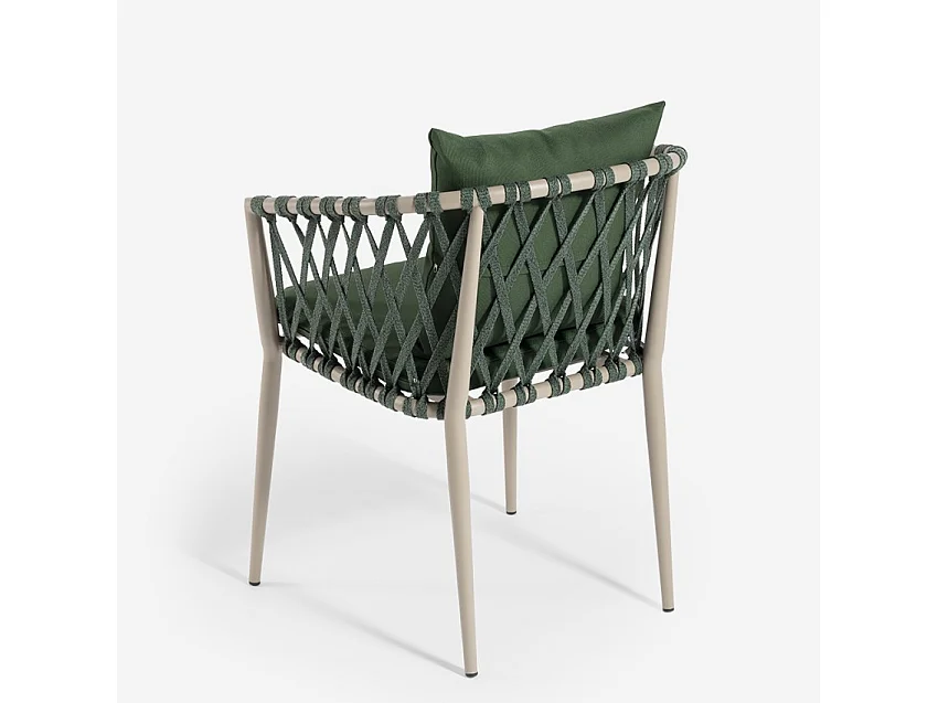 Silla de exterior de aluminio con cuerda y reposabrazos con cojines Verve - Verde oscuro