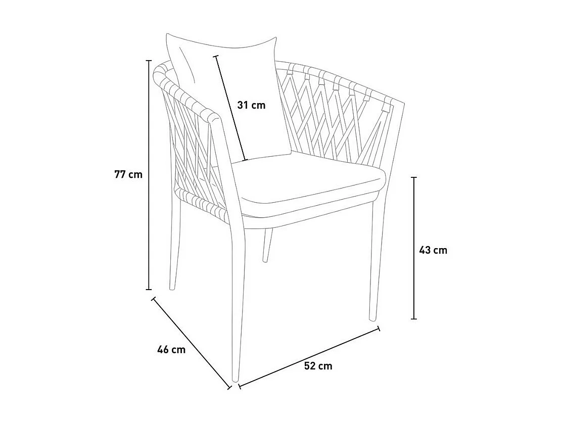 Silla de exterior de aluminio con cuerda y reposabrazos con cojines Verve - Verde oscuro