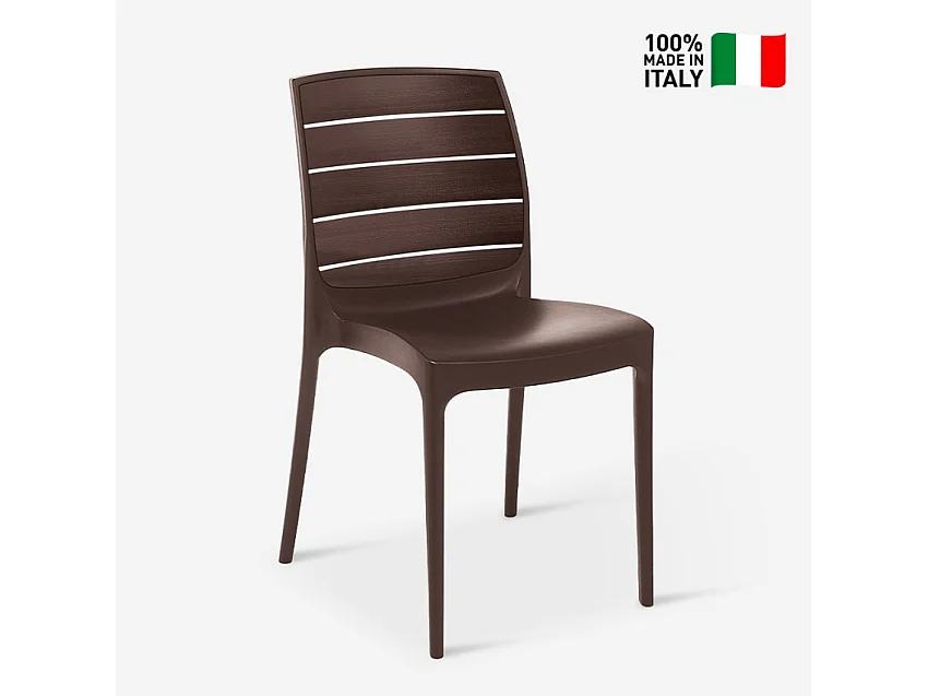 Silla exterior jardín apilable bar restaurante Carmen Grand Soleil - Marrón