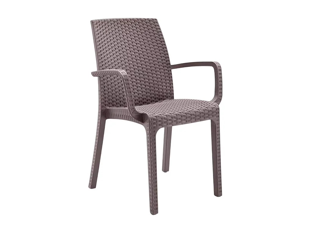 Silla apilable de ratán con reposabrazos para bar y jardín Indiana BICA