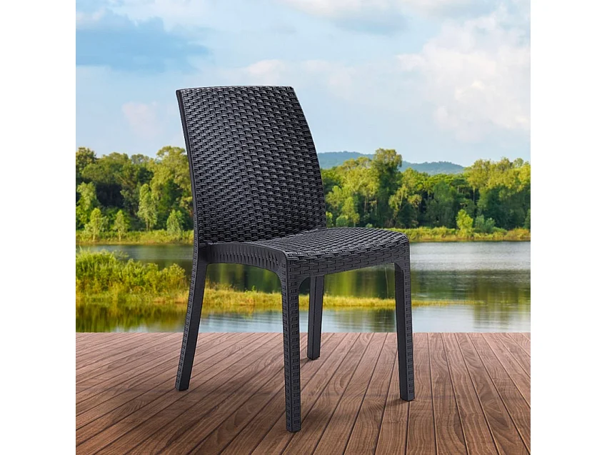 Silla apilable de mimbre para bar de jardín al aire libre Virginia BICA