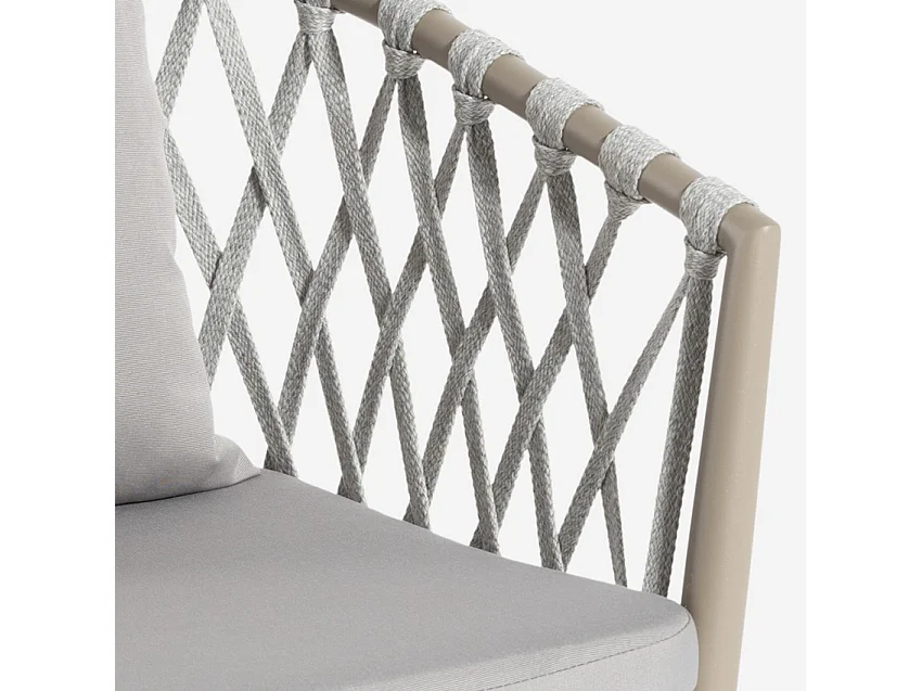Silla de exterior de aluminio con cuerda y reposabrazos con cojines Verve - Gris