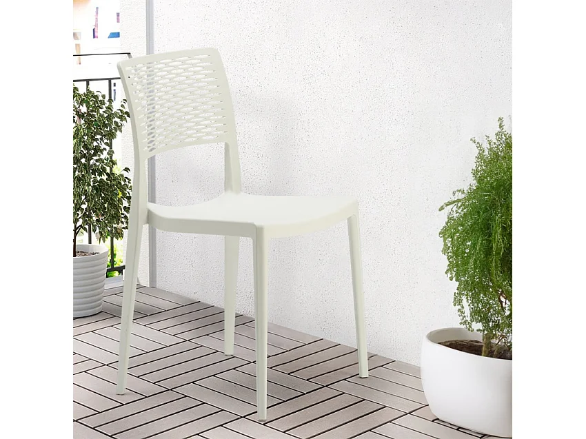 Silla Bar de Polipropileno para Cocina y Jardín Apilable Cross - Blanco
