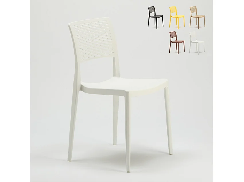 Silla Bar de Polipropileno para Cocina y Jardín Apilable Cross - Blanco