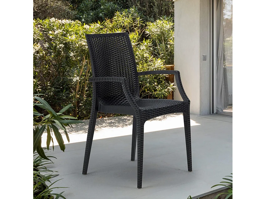 Silla de comedor con reposabrazos en poliratán Arm Grand Soleil