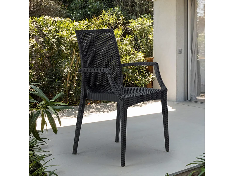 Silla de comedor con reposabrazos en poliratán Arm Grand Soleil