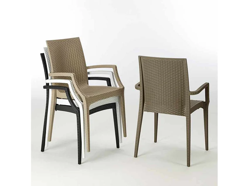 SET 2 POLTRONE da giardino impilabile effetto rattan