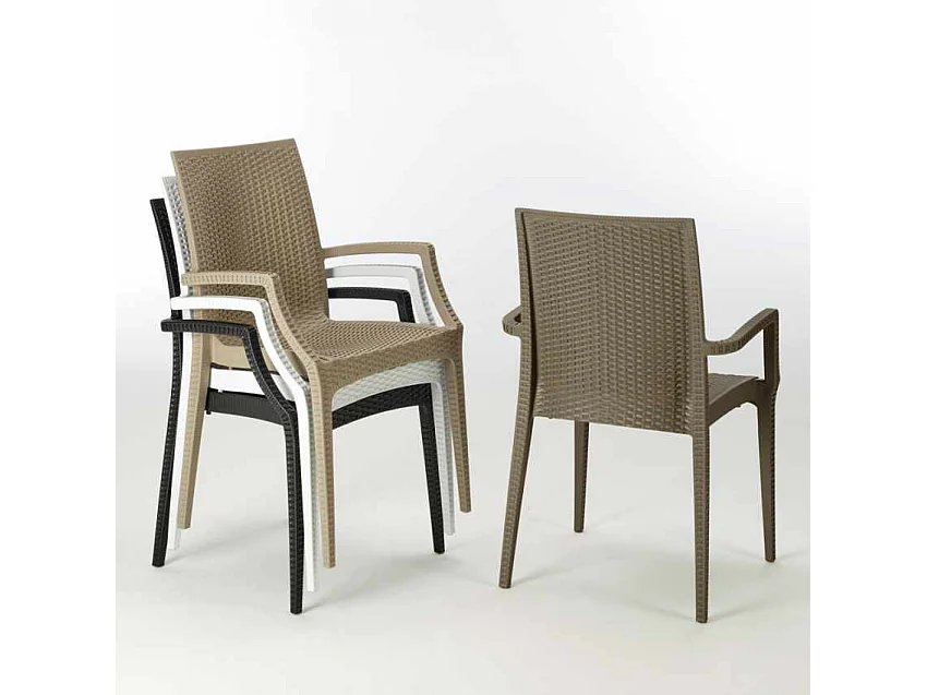 SET 2 POLTRONE da giardino impilabile effetto rattan