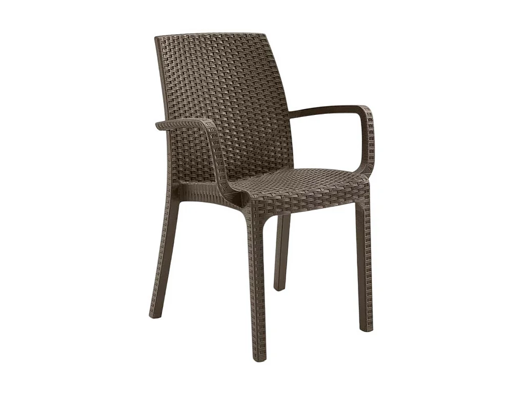 Silla apilable de ratán con reposabrazos para bar y jardín Indiana BICA