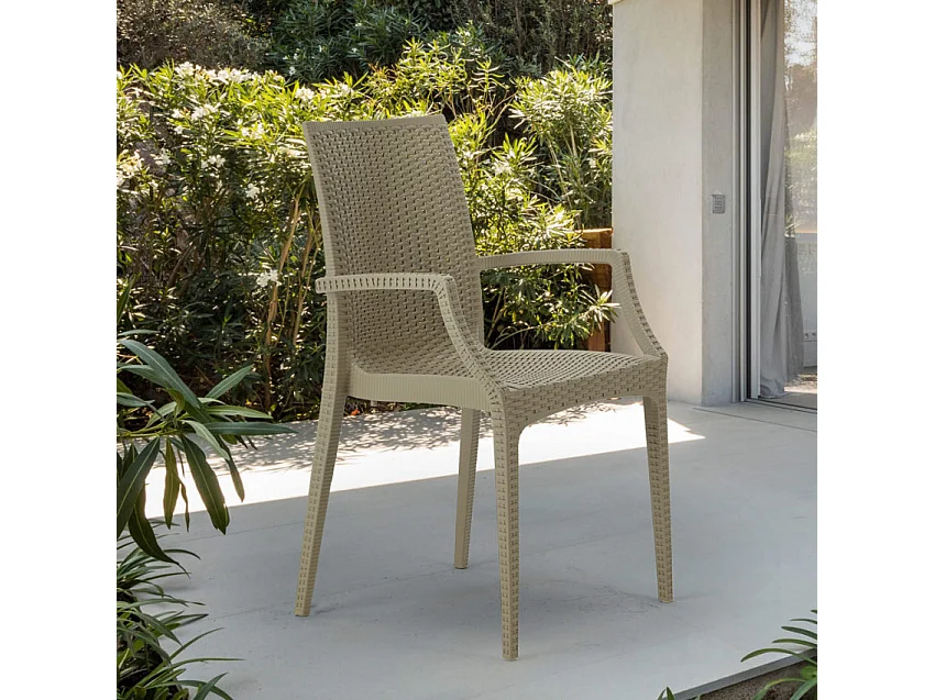 Silla de comedor con reposabrazos en poliratán Arm Grand Soleil