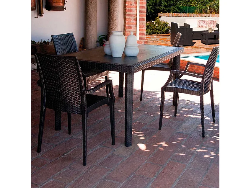 Silla de comedor con reposabrazos en poliratán Arm Grand Soleil