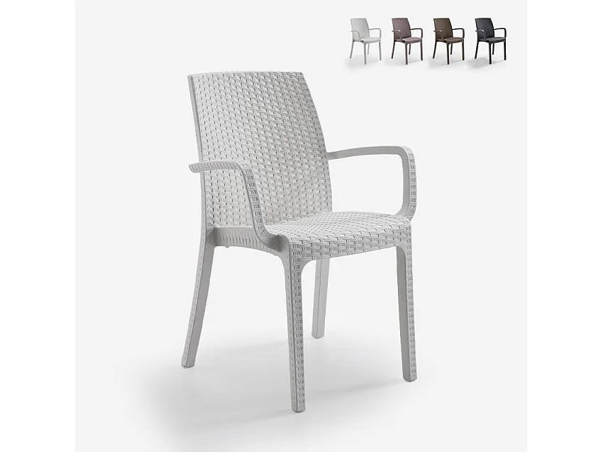 Chaise empilable en polyrotin avec accoudoirs bar et jardin Viola