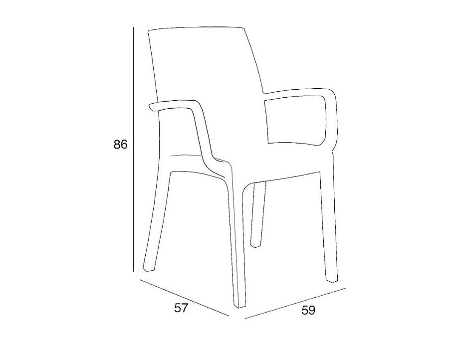 Chaise empilable en polyrotin avec accoudoirs bar et jardin Viola