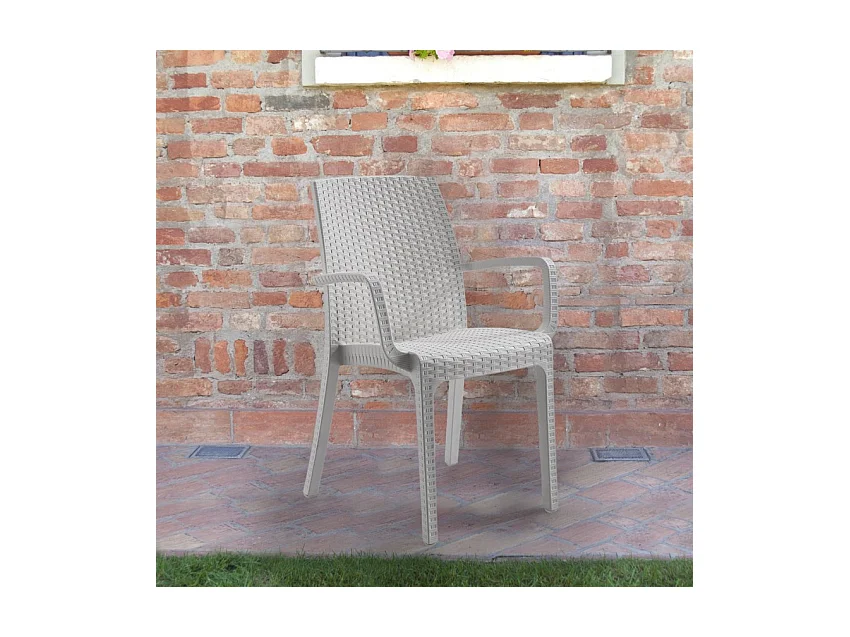 Chaise empilable en polyrotin avec accoudoirs bar et jardin Viola