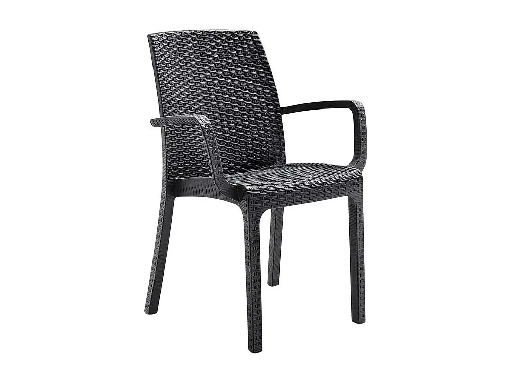 Silla apilable de ratán con reposabrazos para bar y jardín Indiana BICA