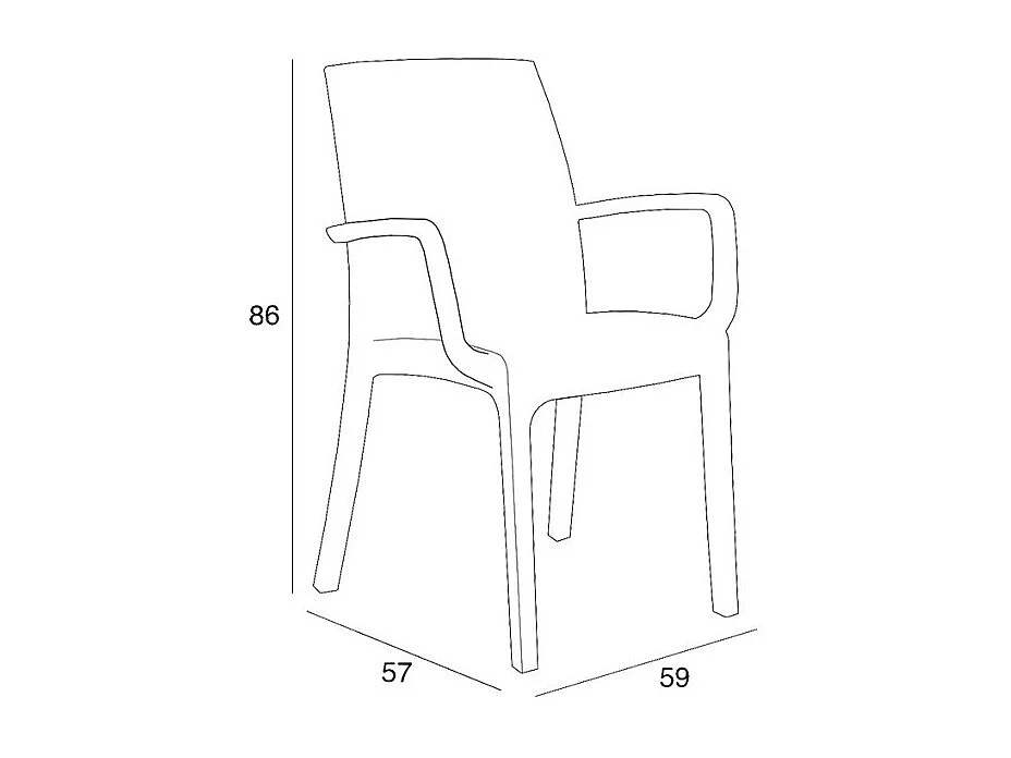 Silla apilable de ratán con reposabrazos para bar y jardín Indiana BICA