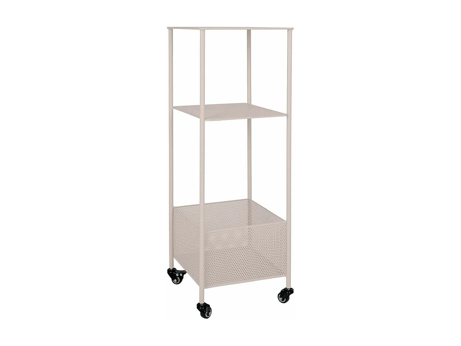 YANIS - Etagère à roulettes en métal 3 niveaux en métal beige