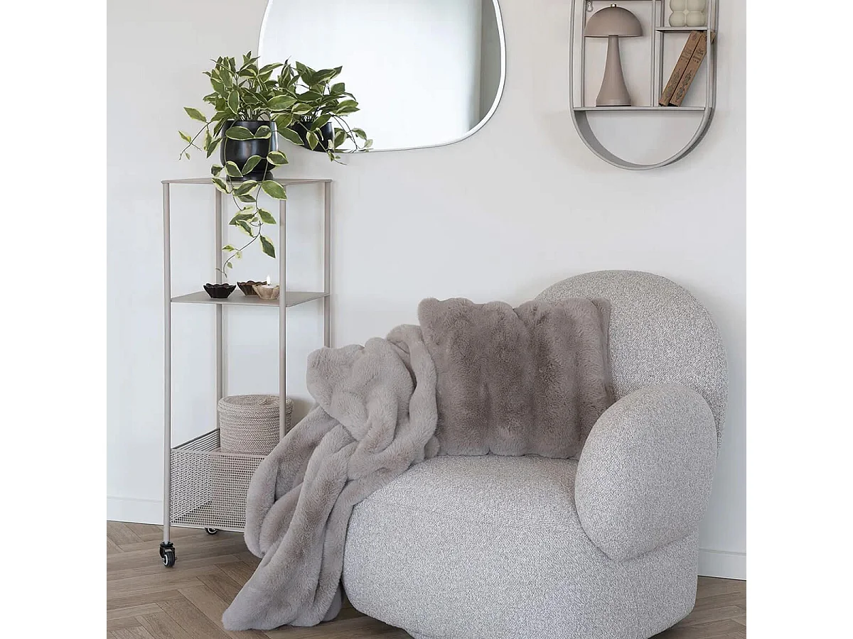 YANIS - Etagère à roulettes en métal 3 niveaux en métal beige