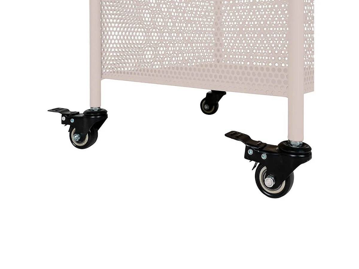YANIS - Etagère à roulettes en métal 3 niveaux en métal beige