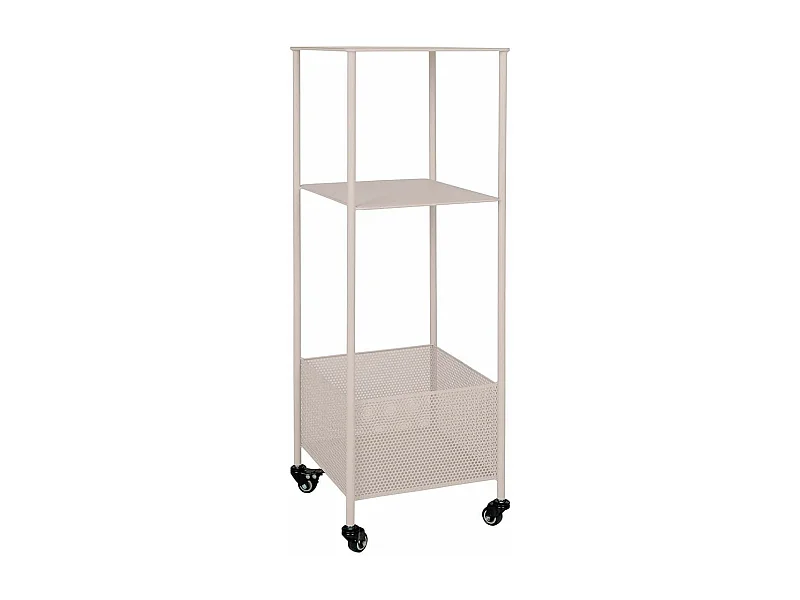 YANIS - Etagère à roulettes en métal 3 niveaux en métal beige