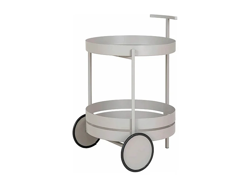 BENJI - Desserte ronde en métal gris clair 2 niveaux