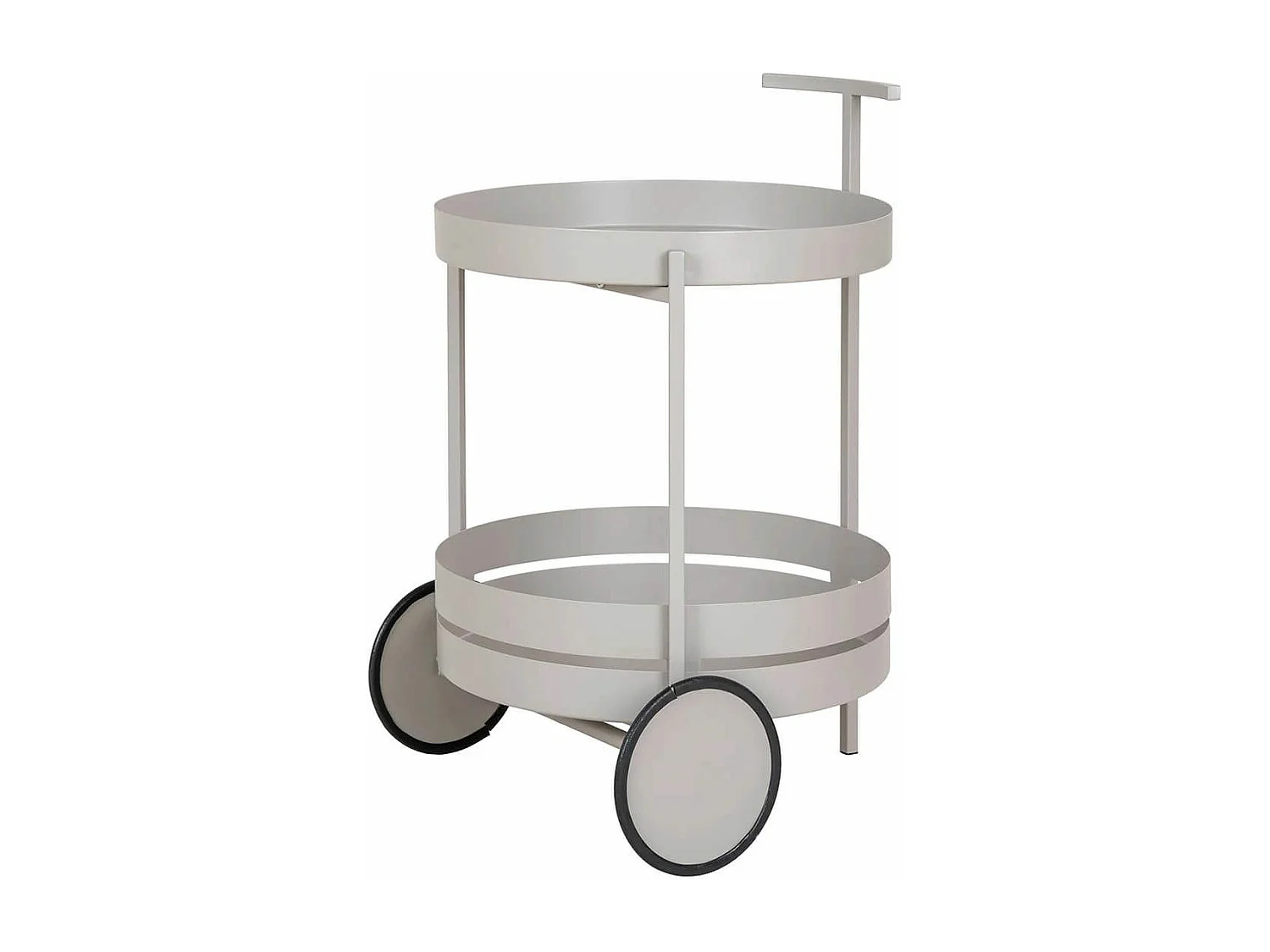 BENJI - Desserte ronde en métal gris clair 2 niveaux