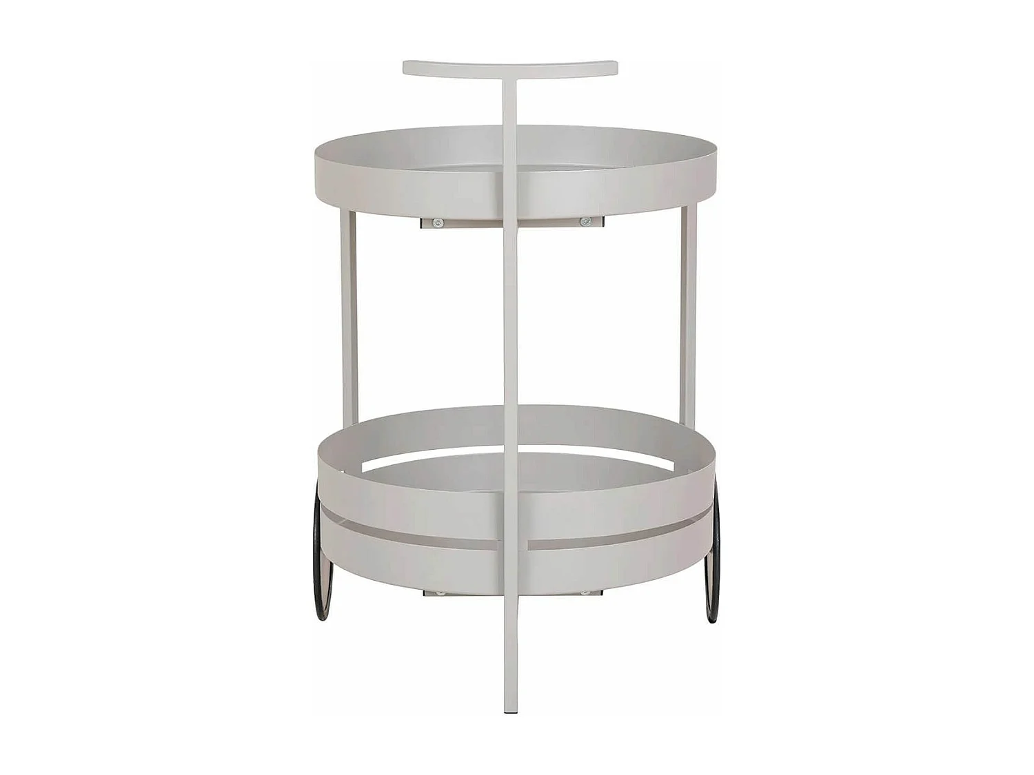 BENJI - Desserte ronde en métal gris clair 2 niveaux