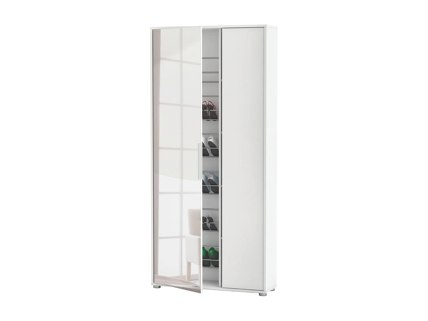 Armoire à chaussures 2 portes et 1 miroir L82,8 cm - EBONY