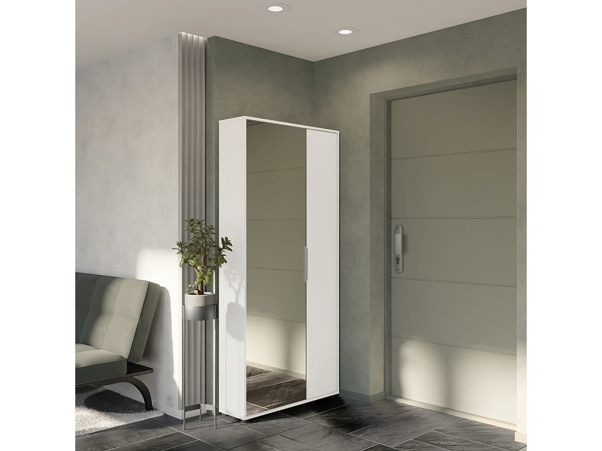 Armoire à chaussures 2 portes et 1 miroir L82,8 cm - EBONY