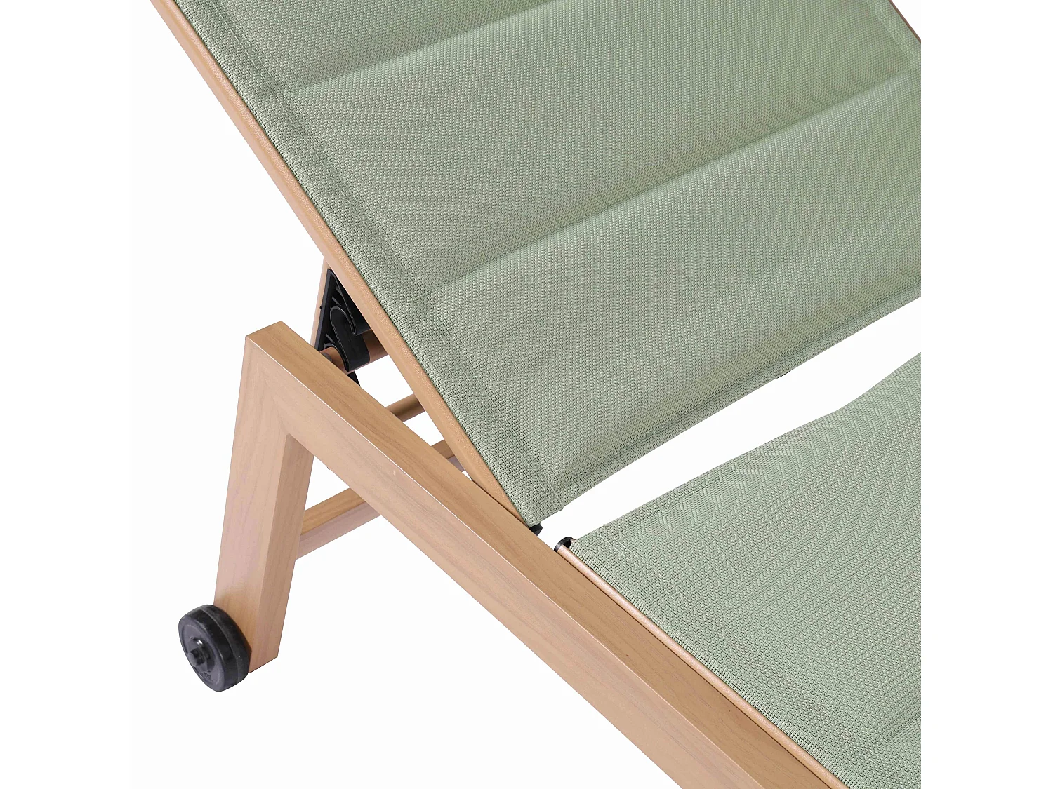 Lot de 2 bains de soleil effet bois inclinable avec roues vert sauge - Futuna